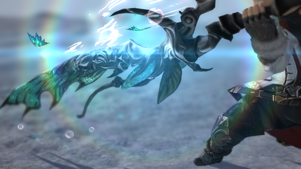FF14　ミラプリ　光る武器　蛮神ティターニア武器　暗黒騎士　両手剣　フェアリーキングデバイダー　見た目　発光エフェクト