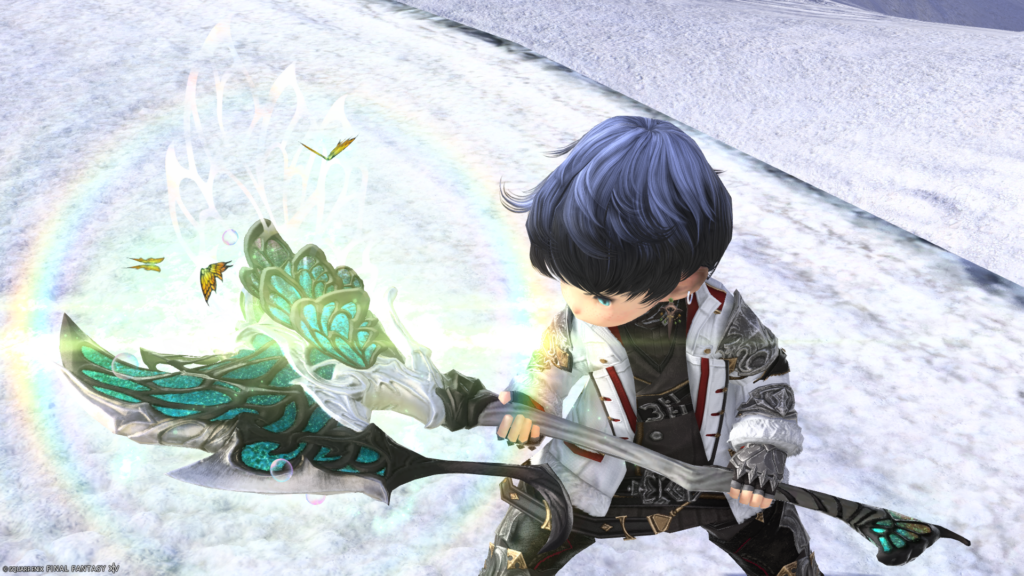 FF14　ミラプリ　光る武器　蛮神ティターニア武器　戦士　斧　フェアリーキングアクス　見た目　発光エフェクト
