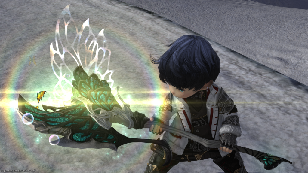 FF14　ミラプリ　光る武器　蛮神ティターニア武器　戦士　斧　フェアリーキングアクス　見た目　発光エフェクト
