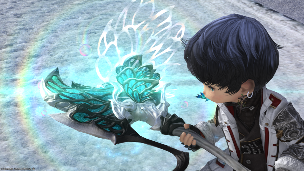 FF14　ミラプリ　光る武器　蛮神ティターニア武器　戦士　斧　フェアリーキングアクス　見た目　発光エフェクト
