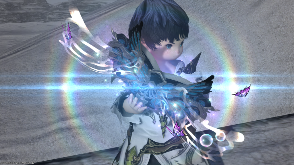 FF14　ミラプリ　光る武器　蛮神ティターニア武器　学者＋召喚士　フェアリーキングコーデックス＋フェアリーキンググリモア　見た目　発光エフェクト