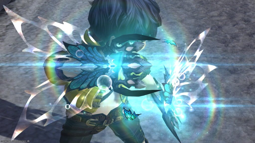 FF14　ミラプリ　光る武器　蛮神ティターニア武器　モンク　格闘武器　フェアリーキングクロー　見た目　発光エフェクト