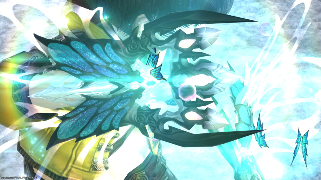 FF14　ミラプリ　光る武器　蛮神ティターニア武器　モンク　格闘武器　フェアリーキングクロー　見た目　発光エフェクト