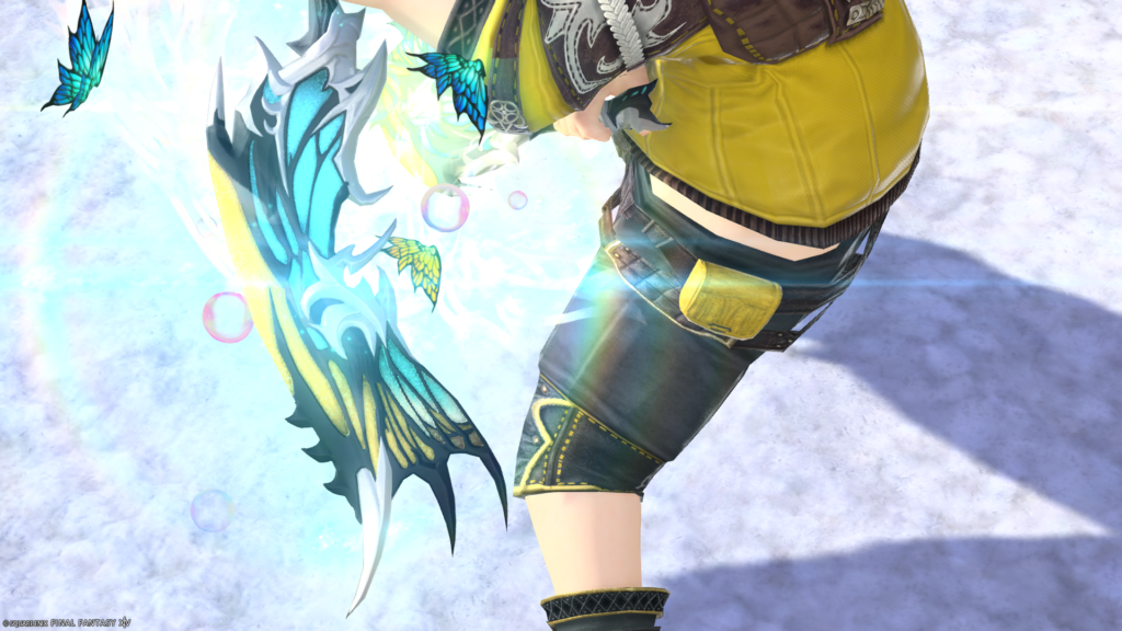 FF14 ミラプリ 光る武器 蛮神ティターニア武器 忍者 ナイフ フェアリーキングクリーバー 見た目 発光エフェクト