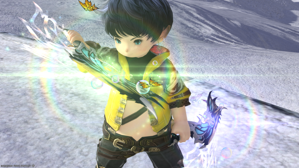 FF14 ミラプリ 光る武器 蛮神ティターニア武器 忍者 ナイフ フェアリーキングクリーバー 見た目 発光エフェクト