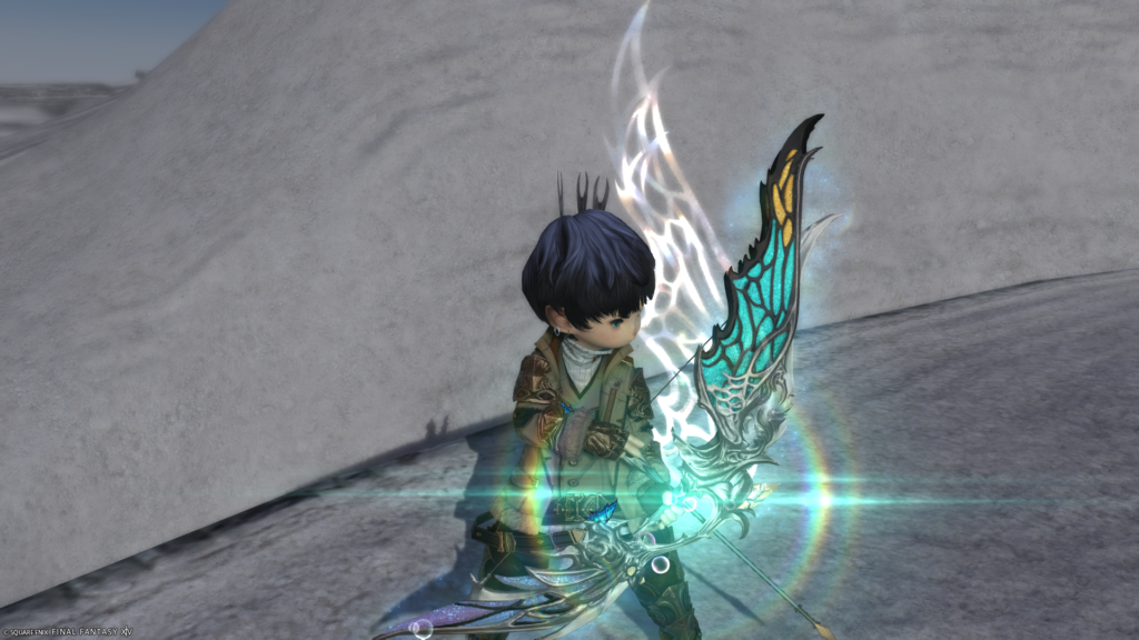 FF14　ミラプリ　光る武器　蛮神ティターニア武器　吟遊詩人　弓　フェアリーキングロングボウ　見た目　発光エフェクト