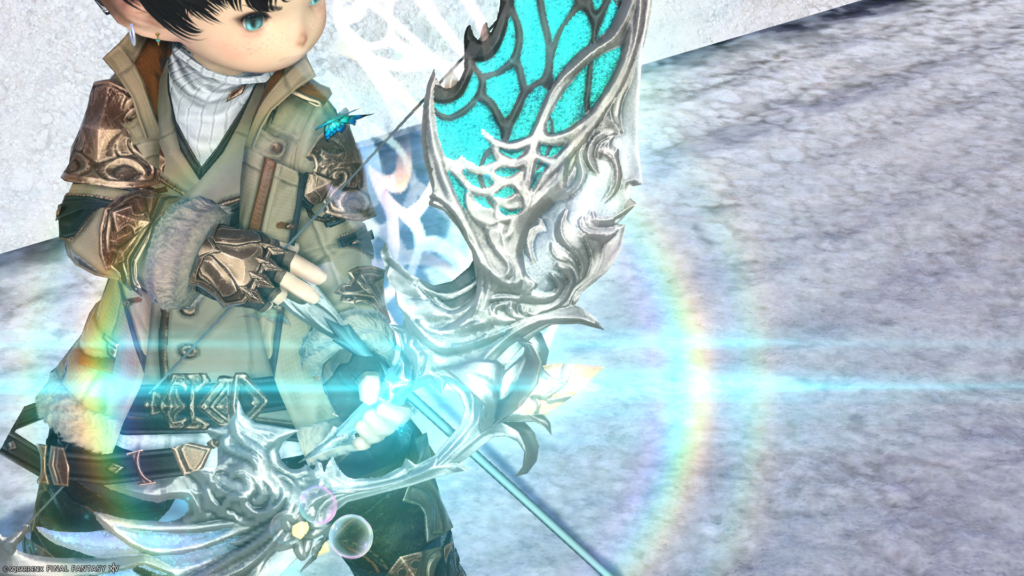 FF14　ミラプリ　光る武器　蛮神ティターニア武器　吟遊詩人　弓　フェアリーキングロングボウ　見た目　発光エフェクト
