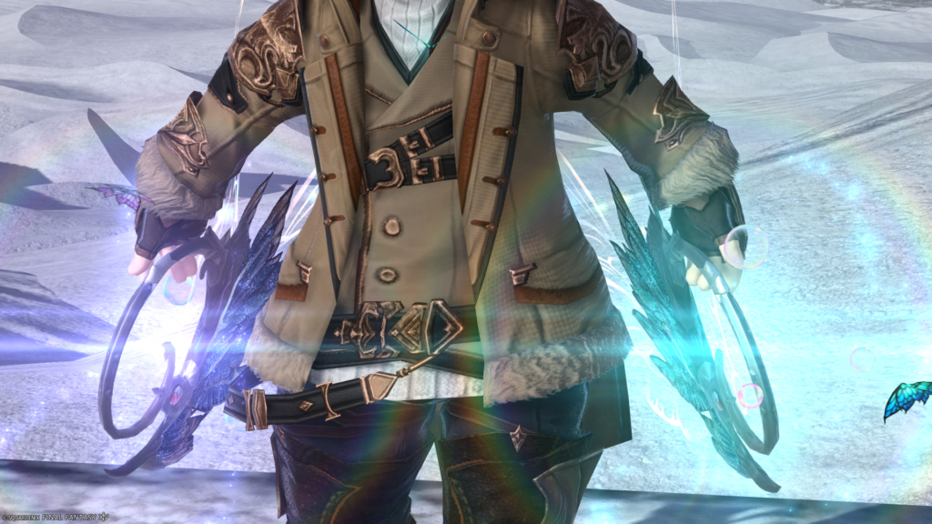 FF14 ミラプリ 光る武器 蛮神ティターニア武器 踊り子 投擲武器 フェアリーキングハンドゴンネ 見た目 発光エフェクト