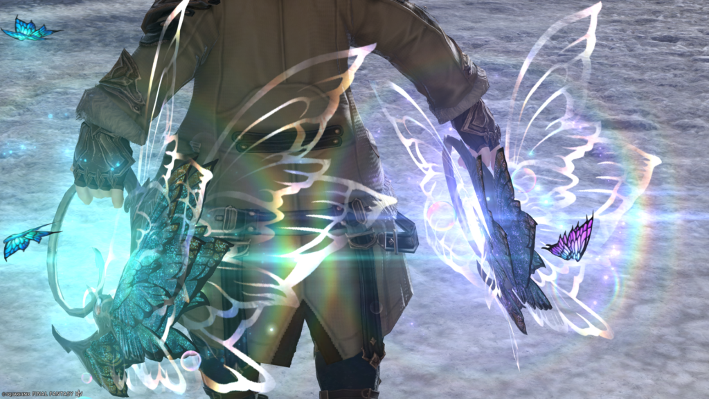 FF14 ミラプリ 光る武器 蛮神ティターニア武器 踊り子 投擲武器 フェアリーキングハンドゴンネ 見た目 発光エフェクト