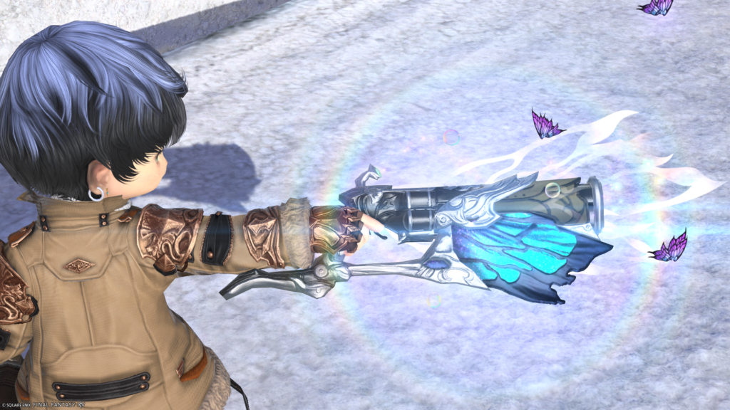 FF14 ミラプリ 光る武器 蛮神ティターニア武器 機構師 銃 フェアリーキングハンドゴンネ 見た目 発光エフェクト