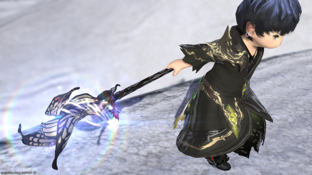 FF14　ミラプリ　光る武器　蛮神ティターニア武器　黒魔導士　呪具　フェアリーキングロッド　見た目　発光エフェクト