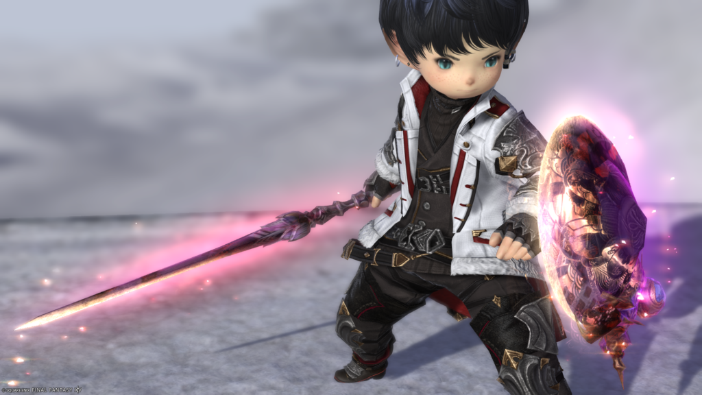 FF14 ミラプリ 光る武器 蛮神ツクヨミ武器 ナイト 剣 盾 月読命直剣【輝】 + 月読命之盾【輝】見た目 発光エフェクト