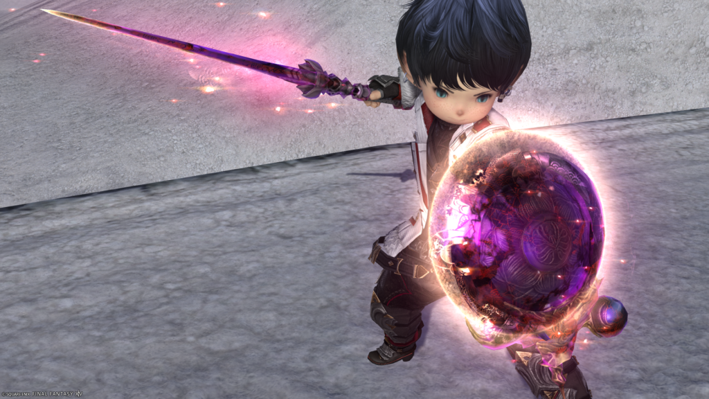 FF14 ミラプリ 光る武器 蛮神ツクヨミ武器 ナイト 剣 盾 月読命直剣【輝】 + 月読命之盾【輝】見た目 発光エフェクト