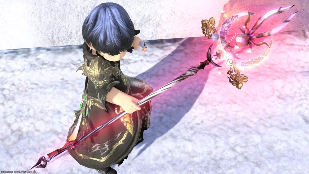 FF14　ミラプリ　光る武器　蛮神ツクヨミ武器　黒魔導士　呪具　月読命呪杖【輝】　見た目　発光エフェクト