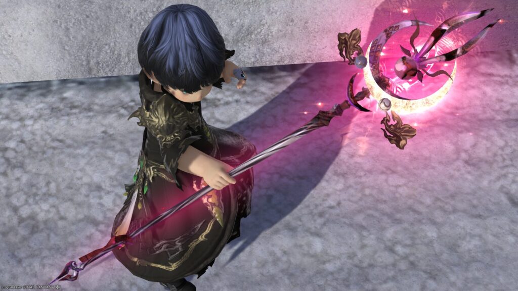 FF14　ミラプリ　光る武器　蛮神ツクヨミ武器　黒魔導士　呪具　月読命呪杖【輝】　見た目　発光エフェクト