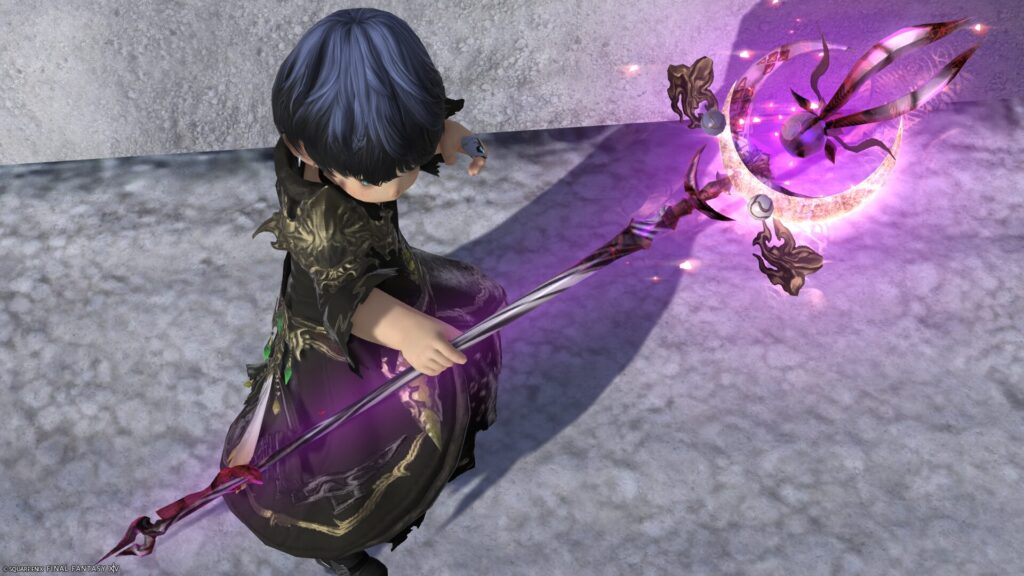 FF14　ミラプリ　光る武器　蛮神ツクヨミ武器　黒魔導士　呪具　月読命呪杖【輝】　見た目　発光エフェクト