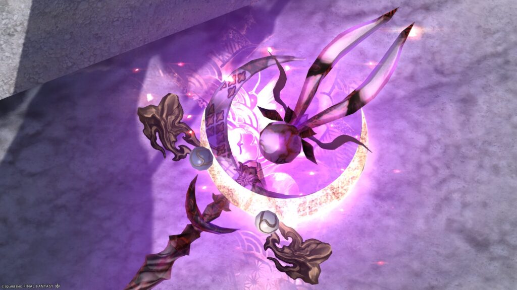 FF14　ミラプリ　光る武器　蛮神ツクヨミ武器　黒魔導士　呪具　月読命呪杖【輝】　見た目　発光エフェクト