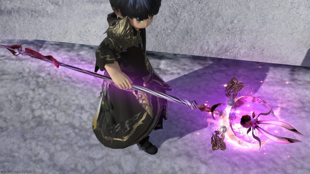 FF14　ミラプリ　光る武器　蛮神ツクヨミ武器　黒魔導士　呪具　月読命呪杖【輝】　見た目　発光エフェクト