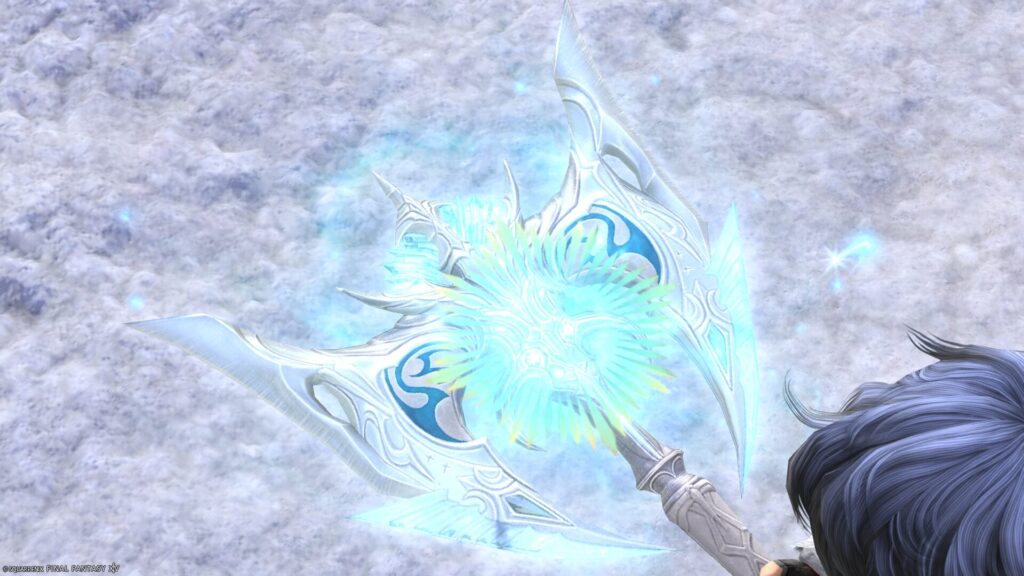 FF14　ミラプリ　光る武器　蛮神ハイデリン武器　戦士　斧　サンクティファイライト・ラブリュス　見た目　発光エフェクト