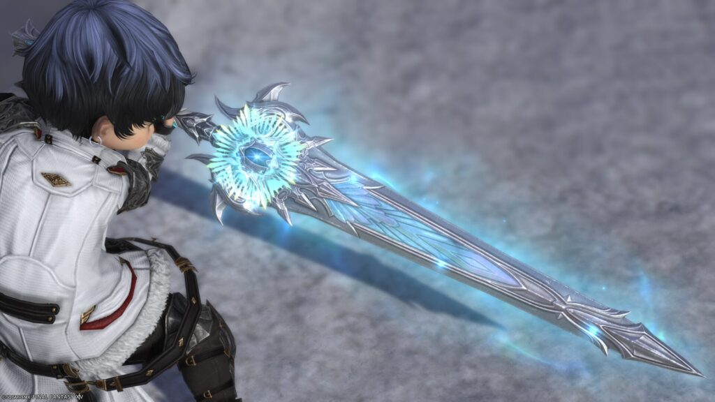 FF14　ミラプリ　光る武器　蛮神ハイデリン武器　暗黒騎士　両手剣　サンクティファイライト・グレートソード　見た目　発光エフェクト