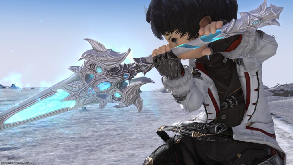 FF14　ミラプリ　光る武器　蛮神ハイデリン武器　暗黒騎士　両手剣　サンクティファイライト・グレートソード　見た目　発光エフェクト