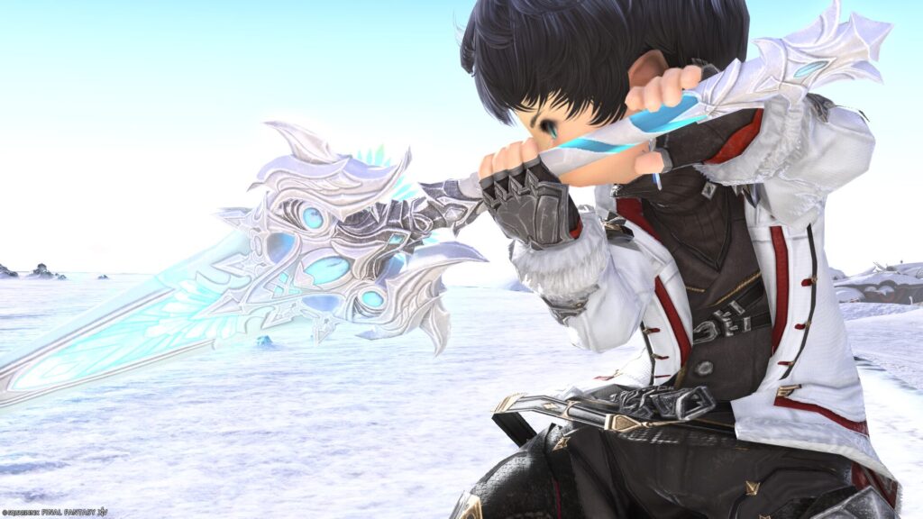 FF14　ミラプリ　光る武器　蛮神ハイデリン武器　暗黒騎士　両手剣　サンクティファイライト・グレートソード　見た目　発光エフェクト