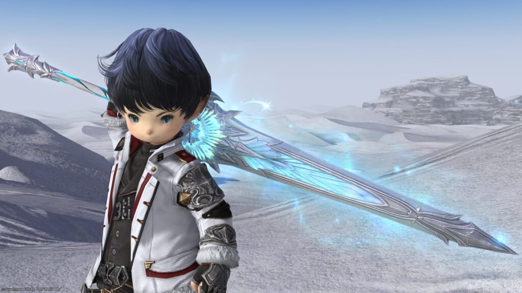 FF14　ミラプリ　光る武器　蛮神ハイデリン武器　暗黒騎士　両手剣　サンクティファイライト・グレートソード　見た目　発光エフェクト