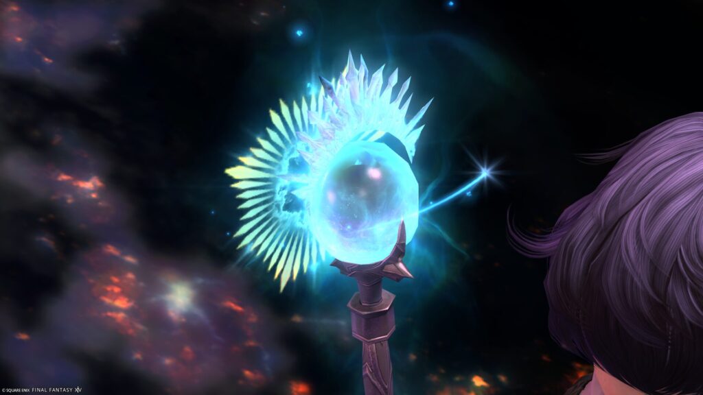FF14 ミラプリ 光る武器 蛮神ハイデリン武器 白魔導士 杖 サンクティファイライト・ケーン 見た目 発光エフェクト