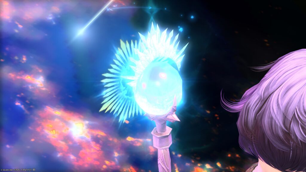 FF14 ミラプリ 光る武器 蛮神ハイデリン武器 白魔導士 杖 サンクティファイライト・ケーン 見た目 発光エフェクト