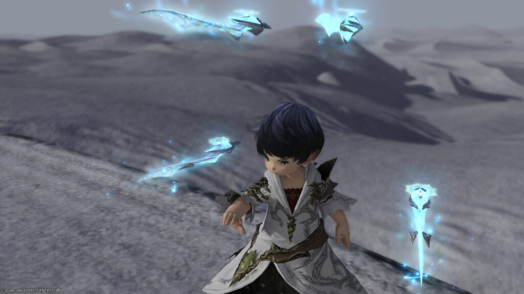 FF14　ミラプリ　光る武器　蛮神ハイデリン武器　賢者　賢具　サンクティファイライト・ウィング　見た目　発光エフェクト