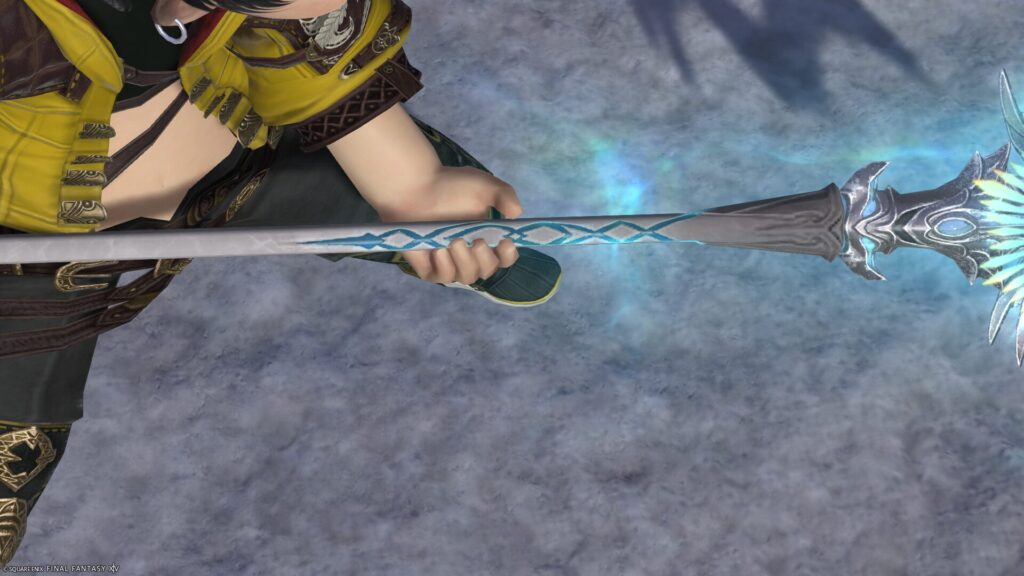 FF14 ミラプリ 光る武器 蛮神ハイデリン武器 竜騎士 槍 サンクティファイライト・パルチザン 見た目 発光エフェクト