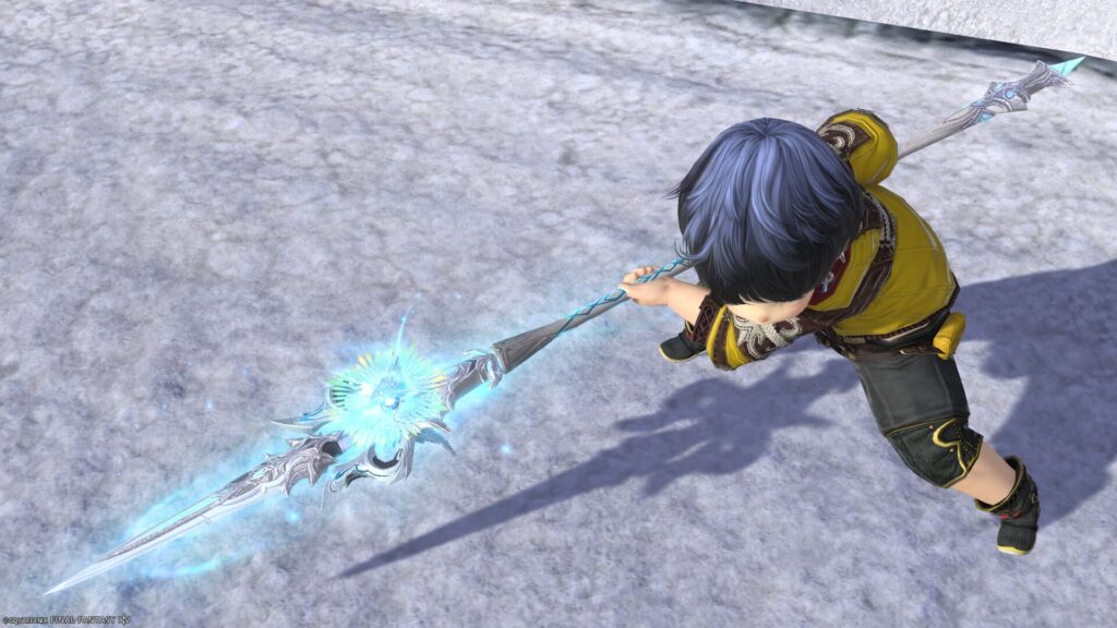 FF14 ミラプリ 光る武器 蛮神ハイデリン武器 竜騎士 槍 サンクティファイライト・パルチザン 見た目 発光エフェクト