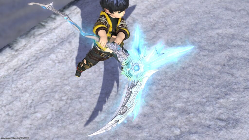 FF14　ミラプリ　光る武器　蛮神ハイデリン武器　リーパー　大鎌　サンクティファイライト・ウォーサイズ　見た目　発光エフェクト
