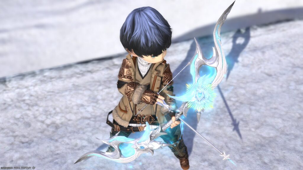 FF14 ミラプリ 光る武器 蛮神ハイデリン武器 吟遊詩人 弓 サンクティファイライト・ロングボウ 見た目 発光エフェクト