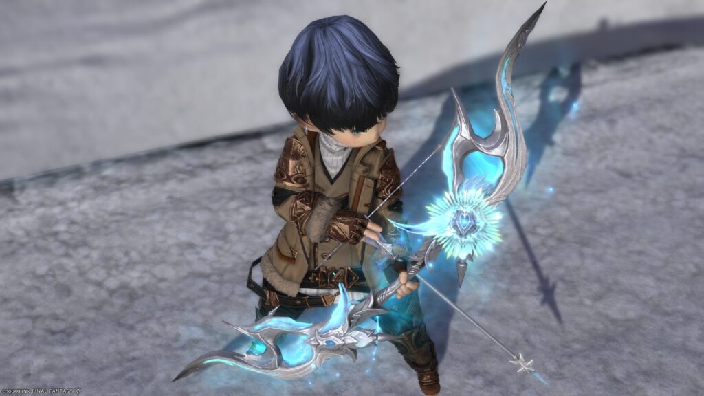 FF14 ミラプリ 光る武器 蛮神ハイデリン武器 吟遊詩人 弓 サンクティファイライト・ロングボウ 見た目 発光エフェクト