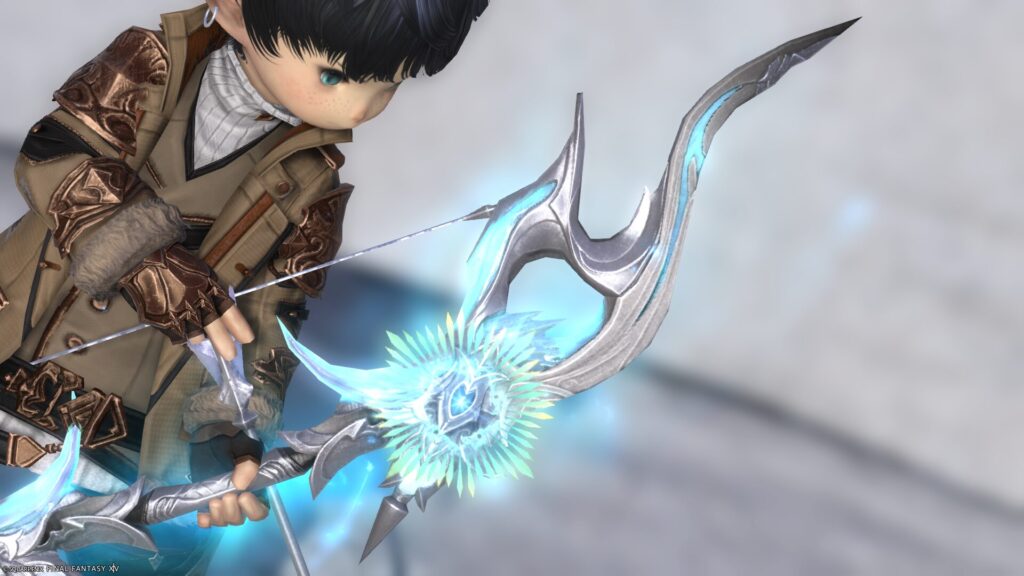 FF14 ミラプリ 光る武器 蛮神ハイデリン武器 吟遊詩人 弓 サンクティファイライト・ロングボウ 見た目 発光エフェクト