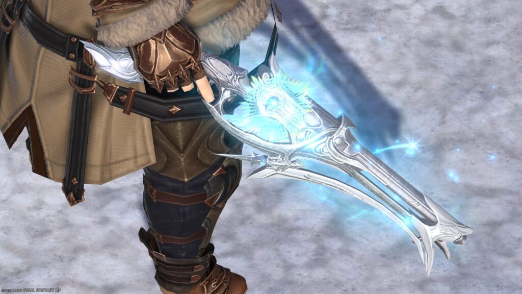 FF14 ミラプリ 光る武器 蛮神ハイデリン武器 機工士 銃 サンクティファイライト・ハンドガン 見た目 発光エフェクト