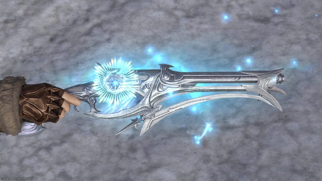 FF14 ミラプリ 光る武器 蛮神ハイデリン武器 機工士 銃 サンクティファイライト・ハンドガン 見た目 発光エフェクト