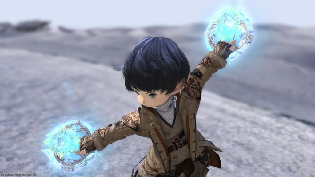 FF14　ミラプリ　光る武器　蛮神ハイデリン武器　踊り子　投擲武器　サンクティファイライト・タスラム　見た目　発光エフェクト