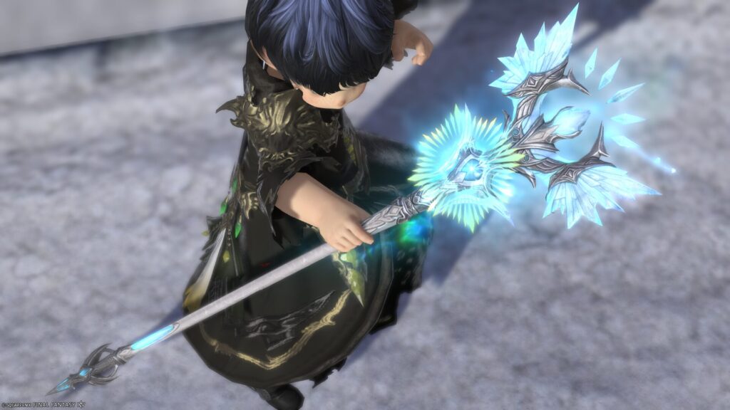 FF14　ミラプリ　光る武器　蛮神ハイデリン武器　黒魔導士　呪具　杖　サンクティファイライト・ロッド　見た目　発光エフェクト