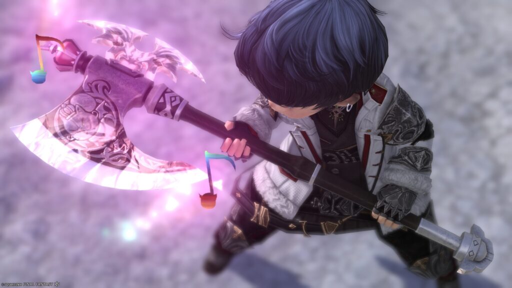 FF14　ミラプリ　光る武器　極王モグル・モグXII世武器　戦士　斧　モグルモグアクス　見た目　発光エフェクト