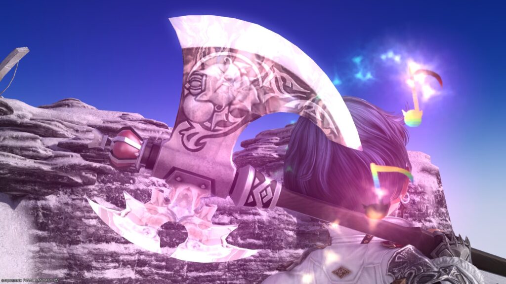 FF14　ミラプリ　光る武器　極王モグル・モグXII世武器　戦士　斧　モグルモグアクス　見た目　発光エフェクト