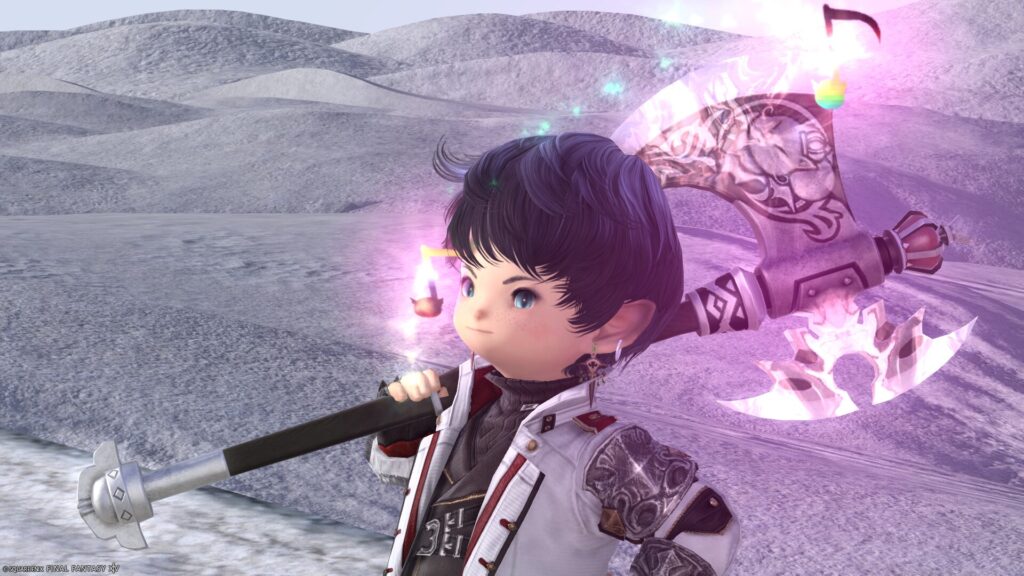 FF14　ミラプリ　光る武器　極王モグル・モグXII世武器　戦士　斧　モグルモグアクス　見た目　発光エフェクト