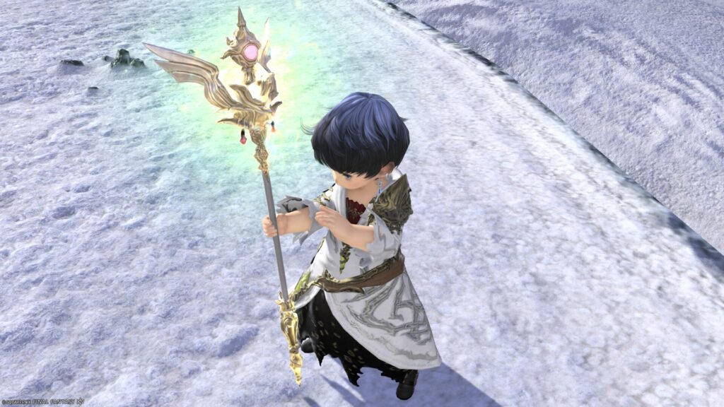 FF14　ミラプリ　光る武器　極女神ソフィア討滅戦　白魔導士　杖　ケーン・オブ・ゴッデス　見た目　発光エフェクト