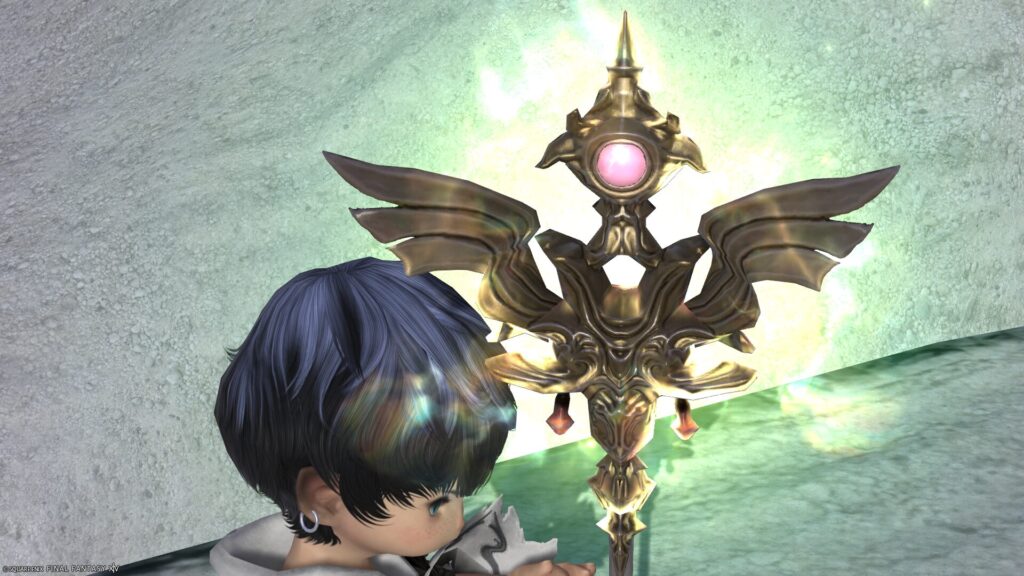 FF14　ミラプリ　光る武器　極女神ソフィア討滅戦　白魔導士　杖　ケーン・オブ・ゴッデス　見た目　発光エフェクト