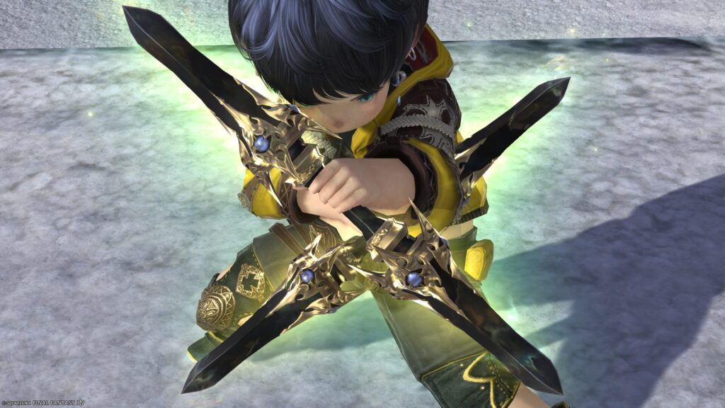 FF14　ミラプリ　光る武器　極女神ソフィア討滅戦　忍者　ナイフ　エッジ・オブ・ゴッデス　見た目　発光エフェクト