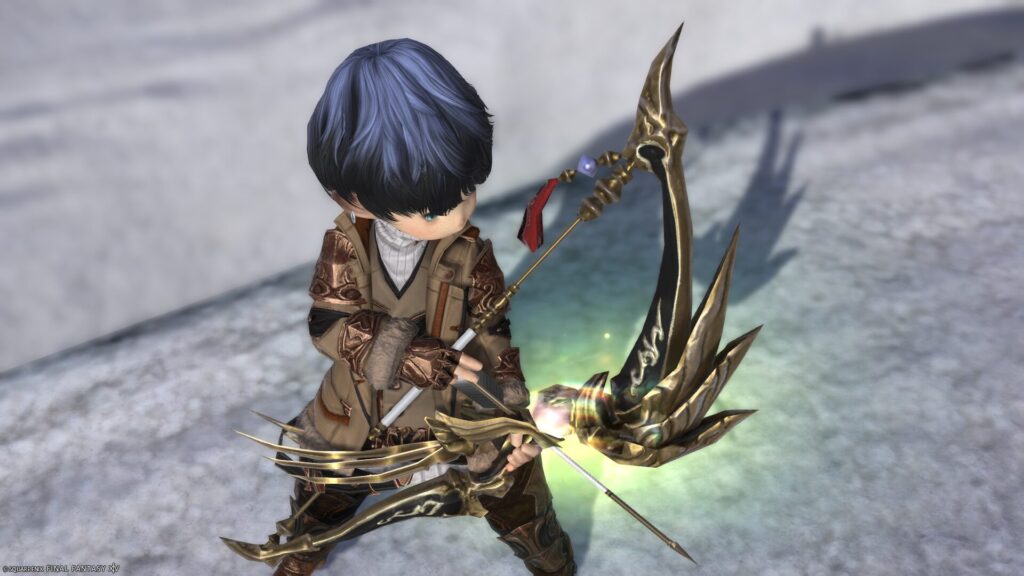 FF14　ミラプリ　光る武器　極女神ソフィア討滅戦　吟遊詩人　弓　ボウ・オブ・ゴッデス　見た目　発光エフェクト