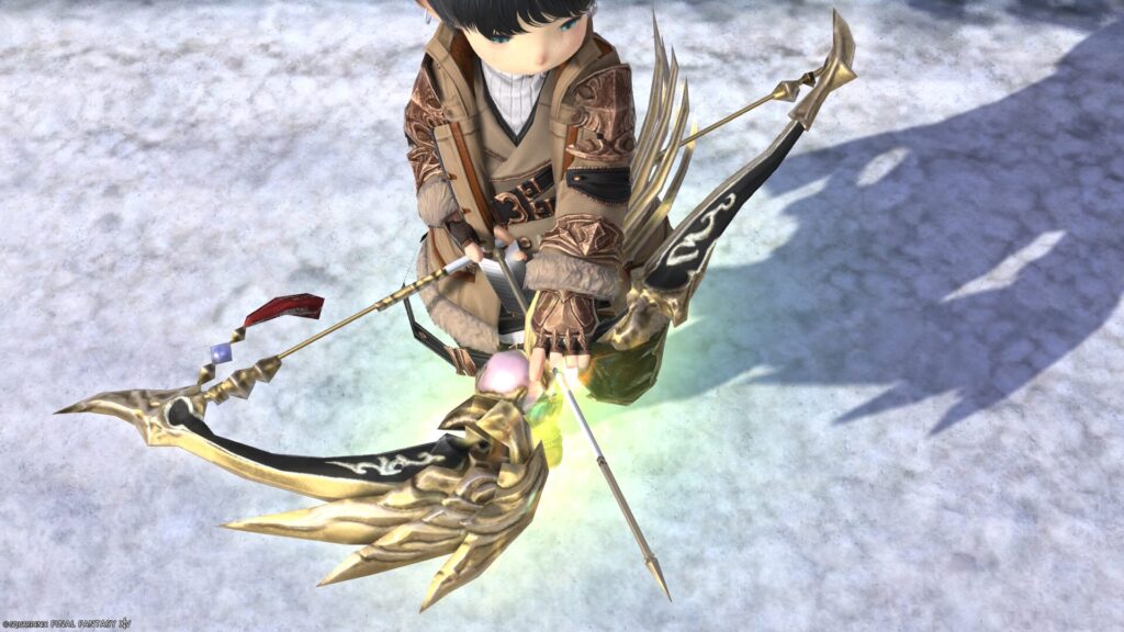 FF14　ミラプリ　光る武器　極女神ソフィア討滅戦　吟遊詩人　弓　ボウ・オブ・ゴッデス　見た目　発光エフェクト