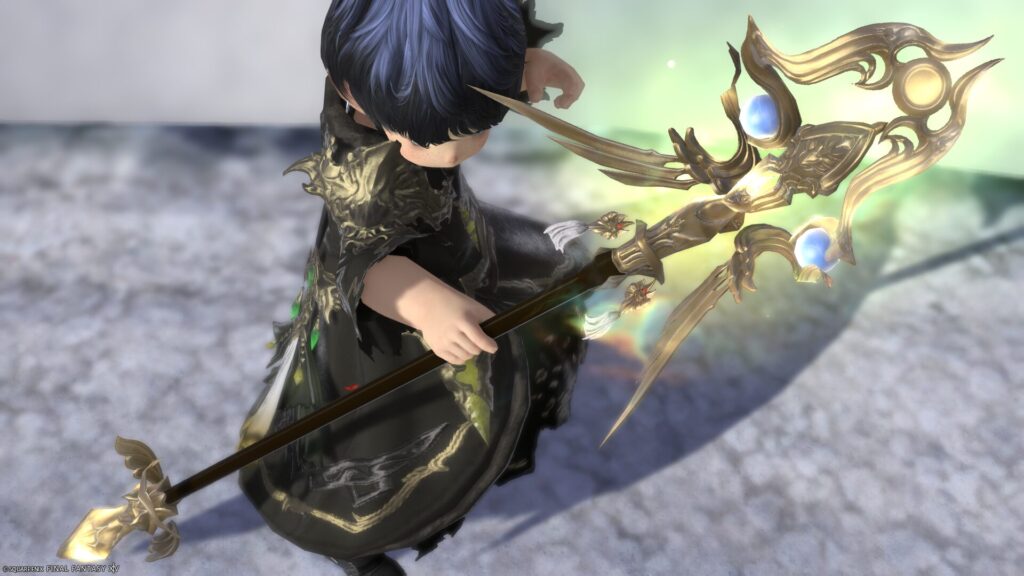 FF14 ミラプリ 光る武器 極女神ソフィア討滅戦 黒魔導士 杖 ポール・オブ・ゴッデス 見た目 発光エフェクト