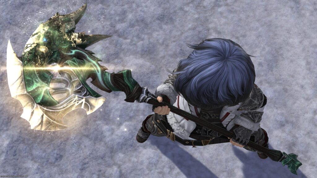 FF14　ミラプリ　光る武器　極エメラルドウェポン破壊作戦　戦士　斧　スマラグディン・バトルアクス　見た目　発光エフェクト